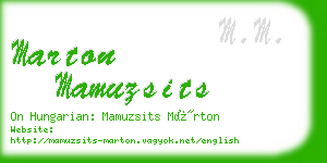 marton mamuzsits business card